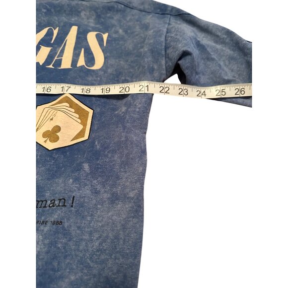 Vintage Caribe Los Angeles Las Vegas Graphic Sweatshirt L Blue Loose Fit Unisex - Picture 11 of 11